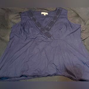 Talbots Sleeveless Embroidered Blouse Top Navy Blue SIZE XL / $30 OBO